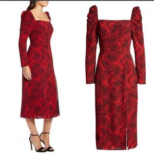 Leith red midi dress